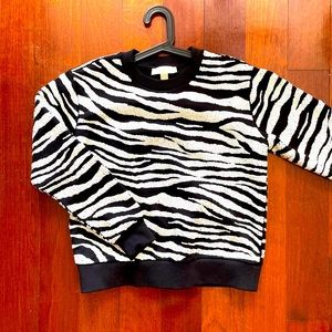No Tag- Never Worn Michael Kors Sequin Top -Zebra Print- Black & White XS